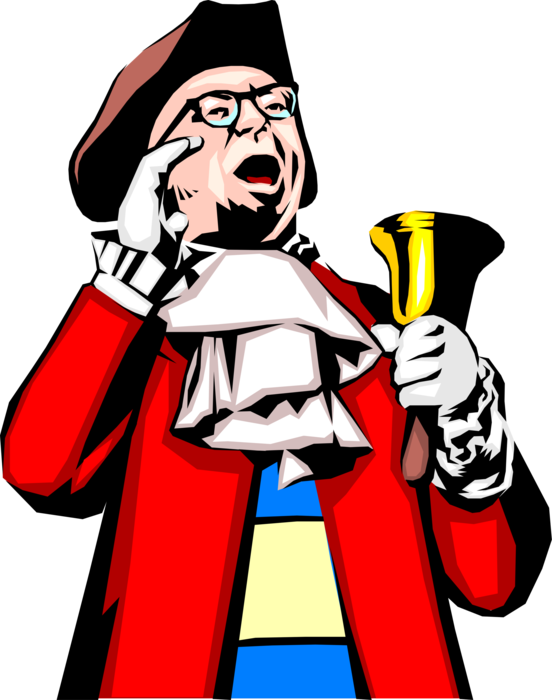 Vector Illustration Of Town Crier Or Bellman Makes - Vector Illustration Of Town Crier Or Bellman Makes (552x700)
