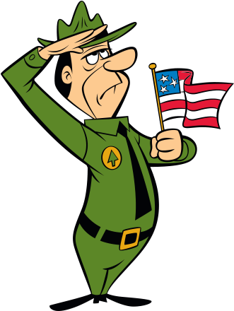 Park Ranger Holding American Flag And Saluting - Park Ranger Holding American Flag And Saluting (500x445)