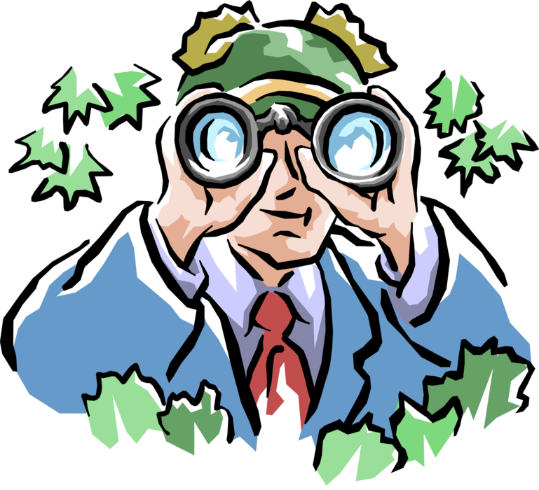 Vector Illustration Of Businessman Soldier With Binoculars, - Vector Illustration Of Businessman Soldier With Binoculars, (769x700)