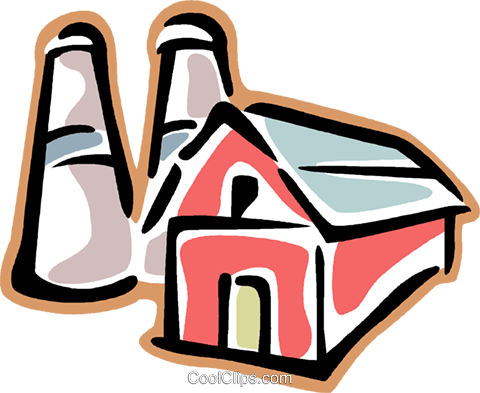 Red Barn With Silo Royalty Free Vector Clip Art Illustration - Red Barn With Silo Royalty Free Vector Clip Art Illustration (480x393)