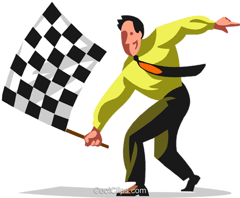 Businessman Waving Checkered Flag Royalty Free Vector - Businessman Waving Checkered Flag Royalty Free Vector (480x397)