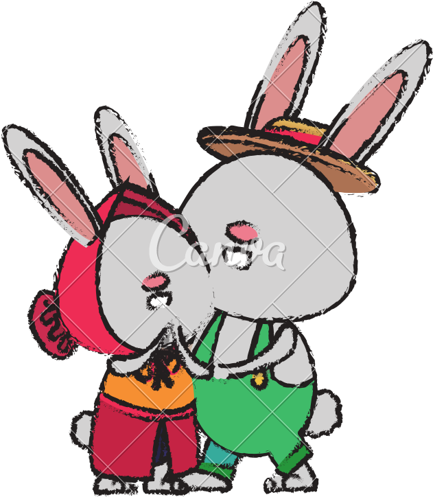 Bunnies Clipart Couple - Bunnies Clipart Couple (800x800)