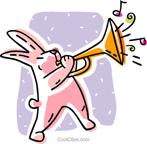Easter Bunny Playing A Trumpet Royalty Free Vector - Easter Bunny Playing A Trumpet Royalty Free Vector (480x468)