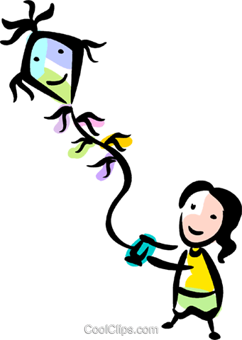 Kite Flying Royalty Free Vector Clip Art Illustration - Kite Flying Royalty Free Vector Clip Art Illustration (341x480)