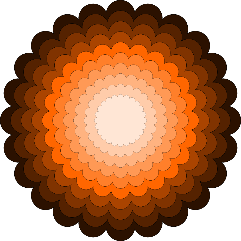 Scalloped Circle With 10 Layers Nested Silhouette Clip - Scalloped Circle With 10 Layers Nested Silhouette Clip (926x926)