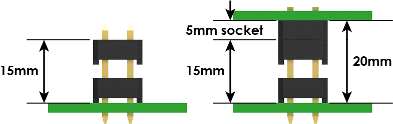 Pcb Stacking Parallel Elevated Header Examples - Pcb Stacking Parallel Elevated Header Examples (835x268)
