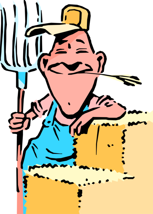 Vector Illustration Of Hayseed Farmer With Alfalfa - Vector Illustration Of Hayseed Farmer With Alfalfa (501x700)