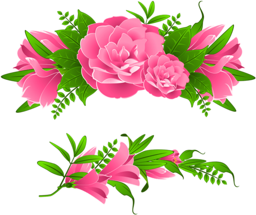 Free Png Download Pink Flowers Decorative Element Clipart - Free Png Download Pink Flowers Decorative Element Clipart (850x720)