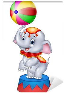 Cute Circus Elephant With A Striped Ball Stands On - Cute Circus Elephant With A Striped Ball Stands On (400x400)