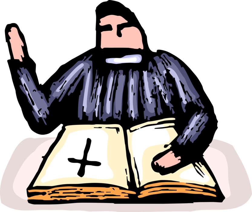 Vector Illustration Of Christian Minister Priest Preaching - Vector Illustration Of Christian Minister Priest Preaching (833x700)