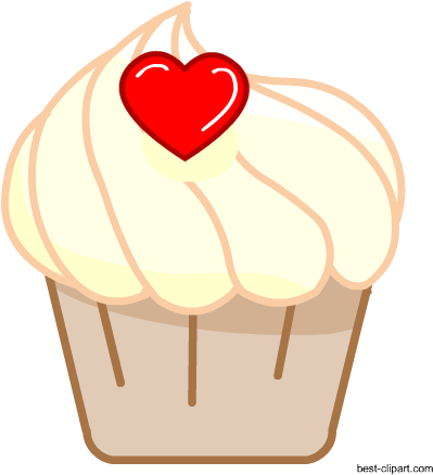 Free Vanilla Cupcake With A Heat, Png Clipart - Free Vanilla Cupcake With A Heat, Png Clipart (450x450)