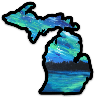 Painted Northern Lights Decal - Painted Northern Lights Decal (386x393)