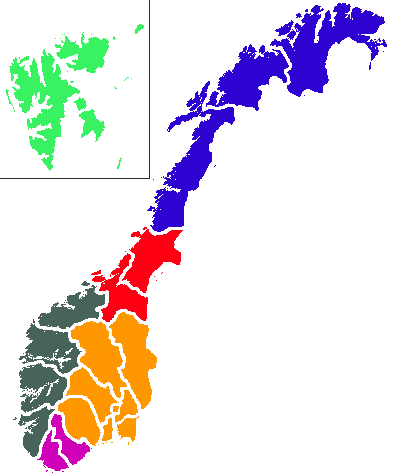 Map Of Norway In Which The Light Was Observed In The - Map Of Norway In Which The Light Was Observed In The (393x473)