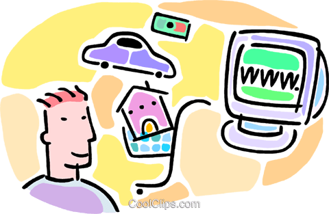 Man With E-commerce Purchases Royalty Free Vector Clip - Man With E-commerce Purchases Royalty Free Vector Clip (480x313)