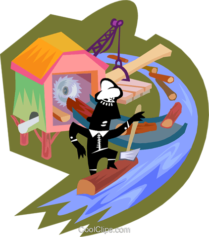 Man Working In Saw Mill Royalty Free Vector Clip Art - Man Working In Saw Mill Royalty Free Vector Clip Art (422x480)