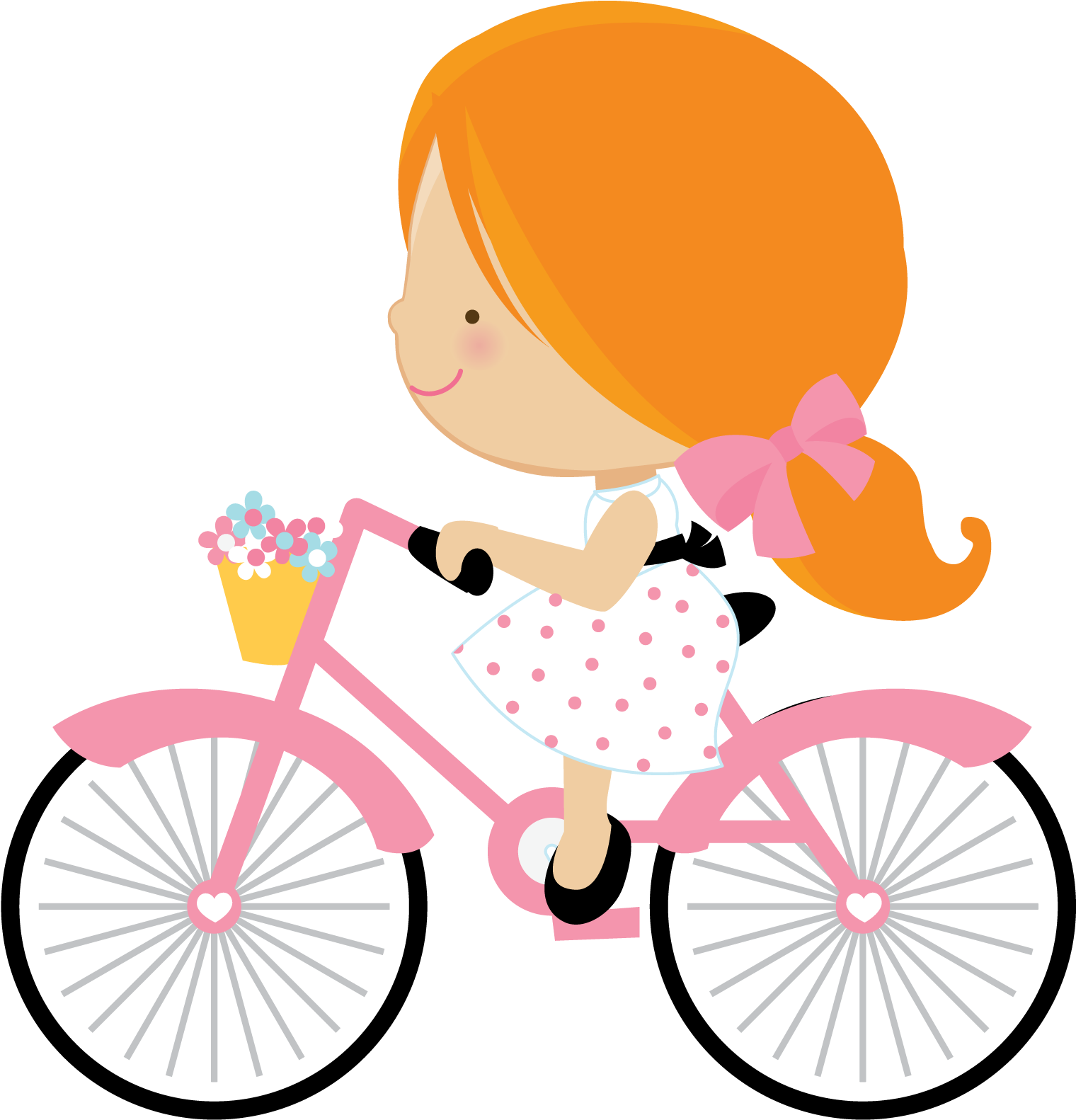 Girls Clipart Bicycle - Girls Clipart Bicycle (1704x1927)