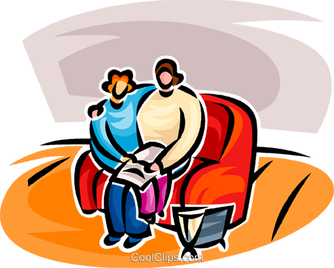 Couple Reading A Paper Royalty Free Vector Clip Art - Couple Reading A Paper Royalty Free Vector Clip Art (480x386)
