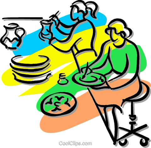 Women In A Pottery Class Royalty Free Vector Clip Art - Women In A Pottery Class Royalty Free Vector Clip Art (480x473)
