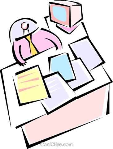 Businessmen Sitting At A Desk Royalty Free Vector Clip - Businessmen Sitting At A Desk Royalty Free Vector Clip (365x480)