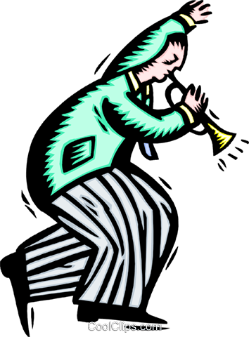 Blowing His Own Horn Royalty Free Vector Clip Art - Blowing His Own Horn Royalty Free Vector Clip Art (354x480)
