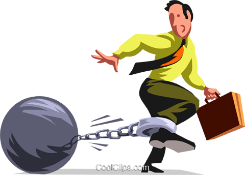 Businessman With A Ball & Chain Royalty Free Vector - Businessman With A Ball & Chain Royalty Free Vector (480x344)