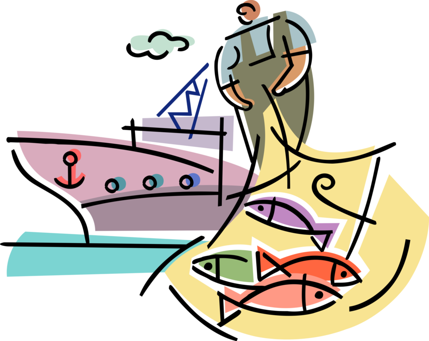 Vector Illustration Of Commercial Fishing Industry - Vector Illustration Of Commercial Fishing Industry (880x700)