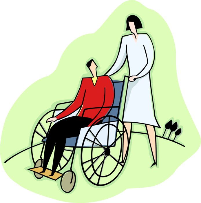Pushes Patient In Vector - Pushes Patient In Vector (694x700)