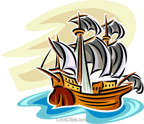 Tall Ship Royalty Free Vector Clip Art Illustration - Tall Ship Royalty Free Vector Clip Art Illustration (480x413)