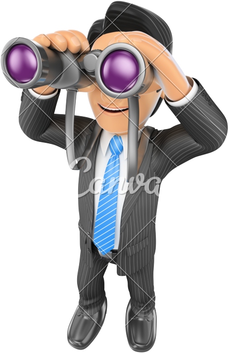 3d Businessman Looking Through Binoculars - 3d Businessman Looking Through Binoculars (514x800)