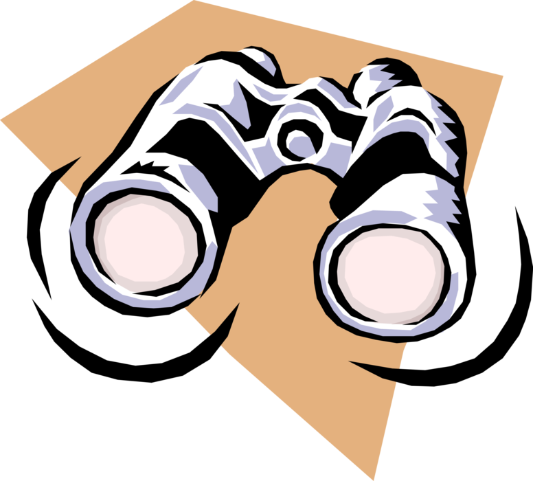 Vector Illustration Of Binoculars, Field Glasses Or - Vector Illustration Of Binoculars, Field Glasses Or (776x700)