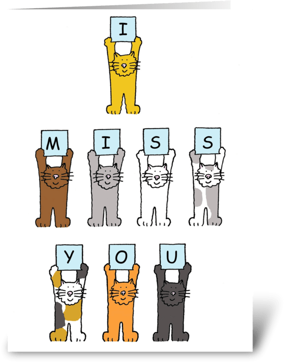 I Miss You Cats Greeting Card - I Miss You Cats Greeting Card (700x792)