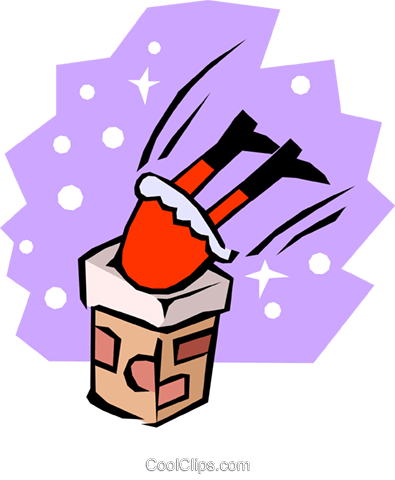 Santa Claus Going Down The Chimney Royalty Free Vector - Santa Claus Going Down The Chimney Royalty Free Vector (395x480)