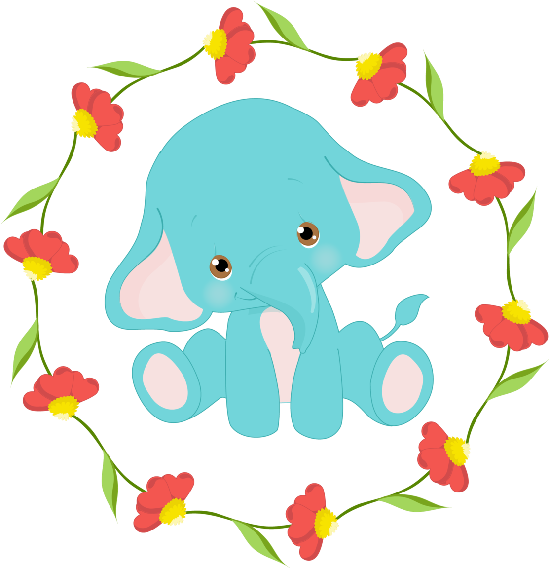 Sublimation Transfer Animal Baby Blue With Flowers - Sublimation Transfer Animal Baby Blue With Flowers (1200x1200)