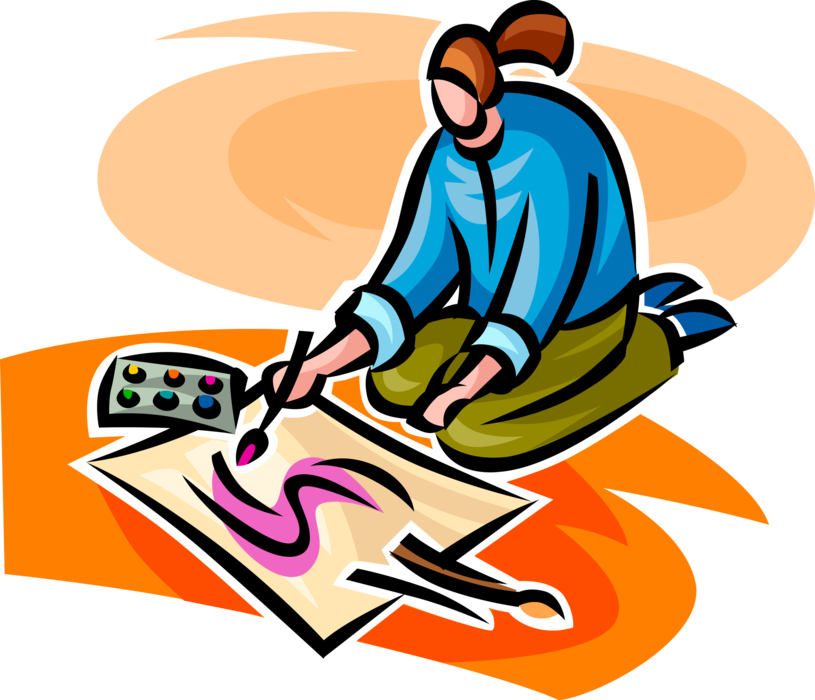Vector Illustration Of Visual Arts Artist Painting - Vector Illustration Of Visual Arts Artist Painting (815x700)