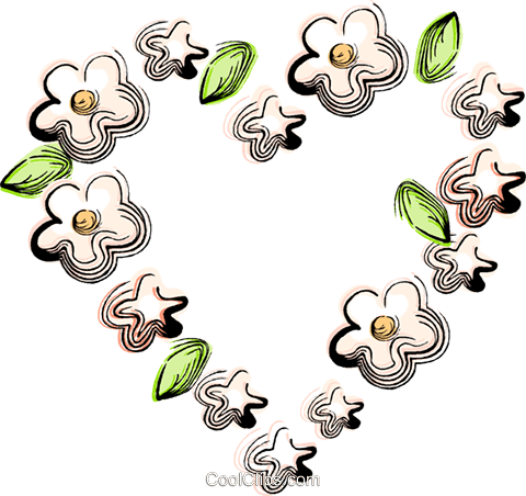 Flower Heart Design Royalty Free Vector Clip Art Illustration - Flower Heart Design Royalty Free Vector Clip Art Illustration (480x452)