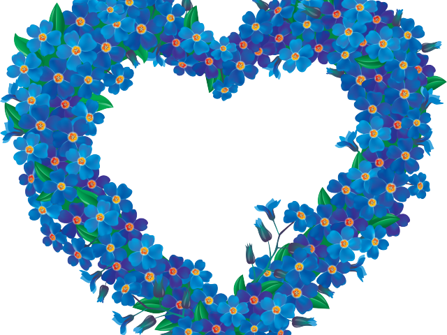 Blue Flower Clipart Heart - Blue Flower Clipart Heart (640x480)