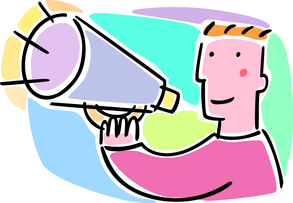 Vector Illustration Of Using Megaphone Or Bullhorn - Vector Illustration Of Using Megaphone Or Bullhorn (1011x700)