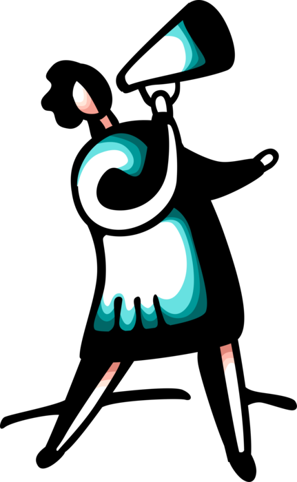 Vector Illustration Of Businesswoman Broadcasts Important - Vector Illustration Of Businesswoman Broadcasts Important (431x700)