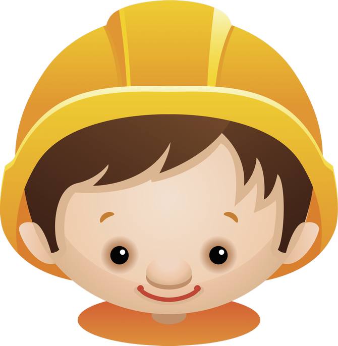 Rostos Cute Cartoon Characters, Construction Party, - Rostos Cute Cartoon Characters, Construction Party, (670x686)