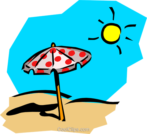 Sun & Umbrella Royalty Free Vector Clip Art Illustration - Sun & Umbrella Royalty Free Vector Clip Art Illustration (480x435)