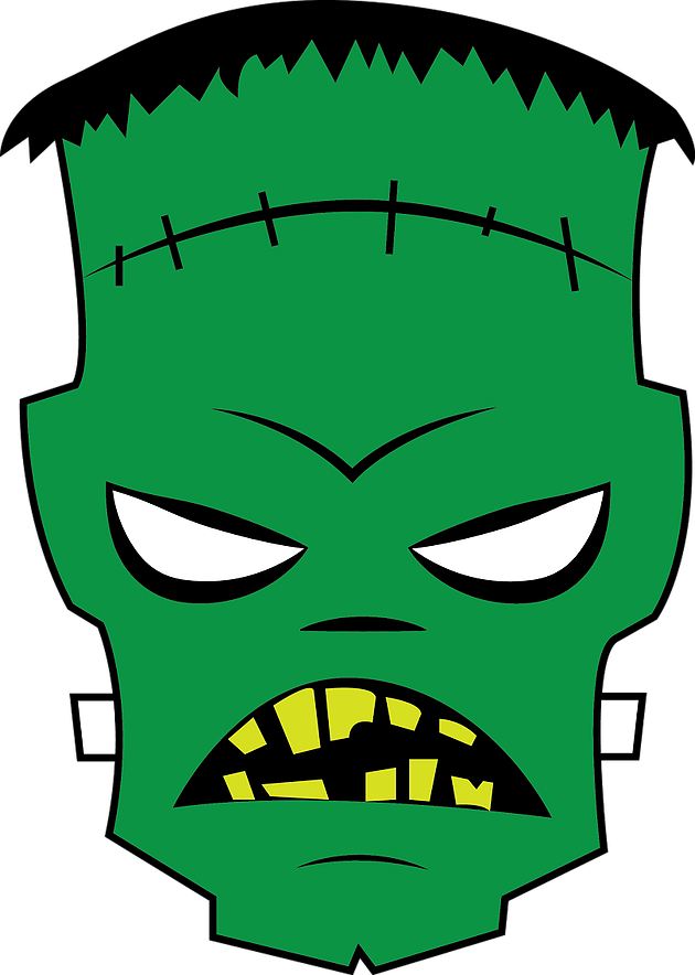 Frankenstein, Zentangle Skull, And Creepy Doll - Frankenstein, Zentangle Skull, And Creepy Doll (630x884)