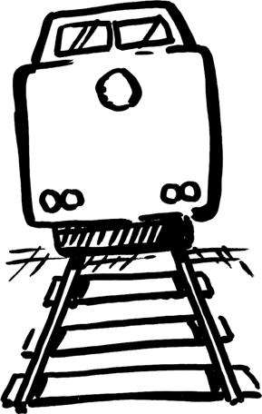 Train On Tracks Sketch Cartoon - Train On Tracks Sketch Cartoon (289x456)