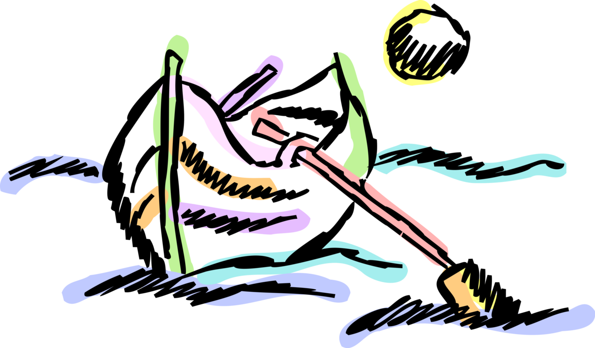 Vector Illustration Of Rowboat Or Row Boat Watercraft - Vector Illustration Of Rowboat Or Row Boat Watercraft (1195x700)