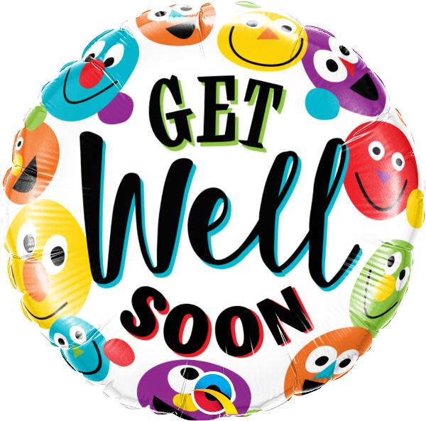 Get Well Soon Smileys Balloon - Get Well Soon Smileys Balloon (600x593)