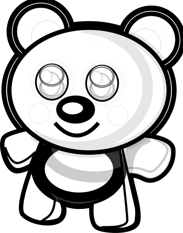 Cute Bear Black White Line Art Christmas Xmas Teddy - Cute Bear Black White Line Art Christmas Xmas Teddy (640x815)