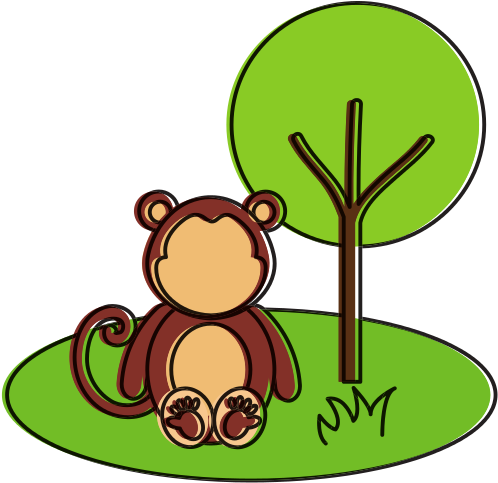 Cute And Tender Monkey In The Jungle Character - Cute And Tender Monkey In The Jungle Character (550x550)