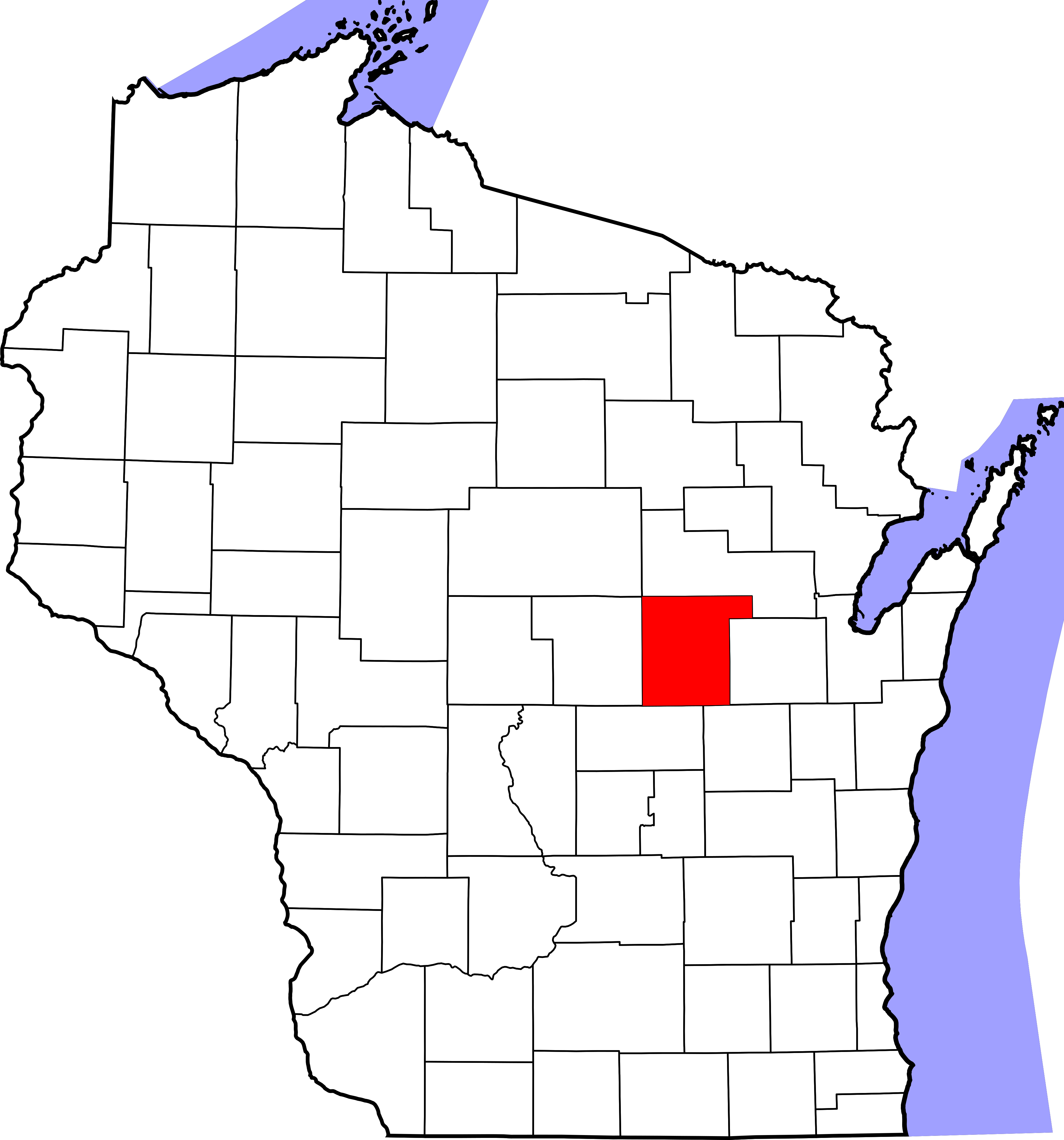 Map Of Wisconsin Highlighting Waupaca County - Map Of Wisconsin Highlighting Waupaca County (4096x4389)