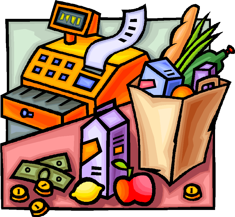 Grocery Clipart Cash Register - Grocery Clipart Cash Register (931x864)