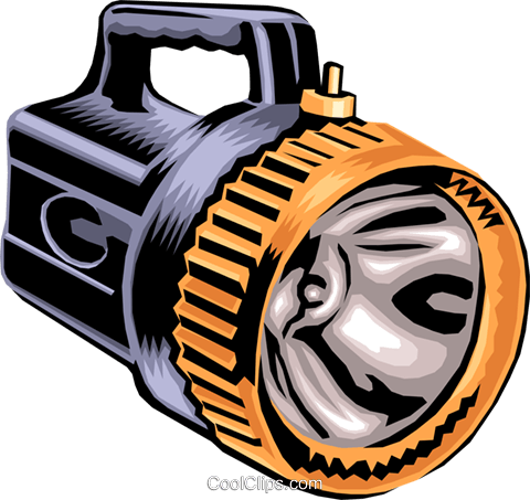Flashlight, Industry Royalty Free Vector Clip Art Illustration - Flashlight, Industry Royalty Free Vector Clip Art Illustration (480x453)