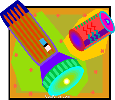 Flashlight And Battery Royalty Free Vector Clip Art - Flashlight And Battery Royalty Free Vector Clip Art (480x421)